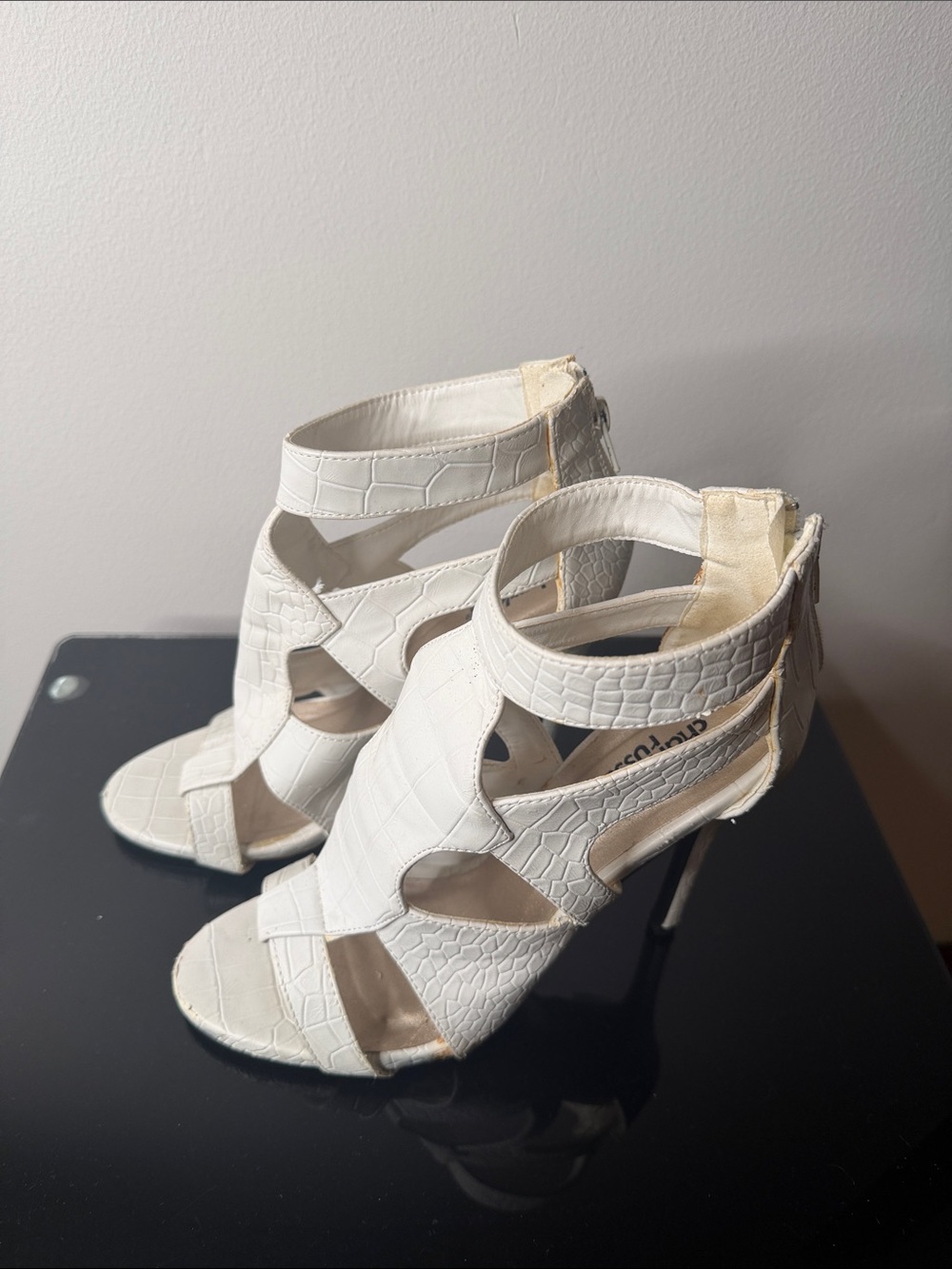 Charlotte Russe White Croc-Embossed Cutout Stiletto Heels barely used.